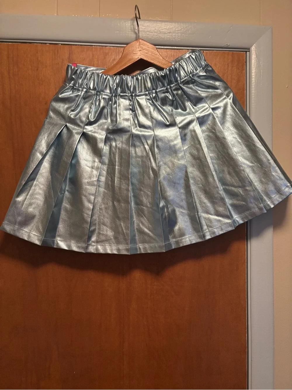 Justice Metallic Silver Pleated Skater Skirt with Tag